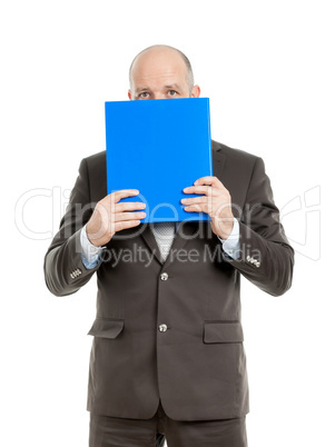 business man with blue folder