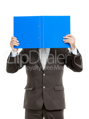 business man with blue folder