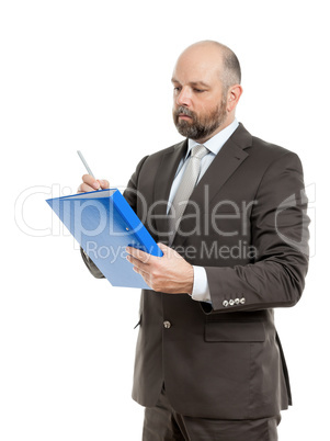 business man with blue folder