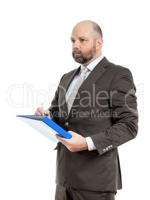 business man with blue folder