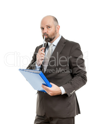 business man with blue folder