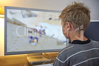 child playing online games in computer