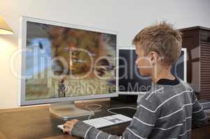 child playing online games in computer