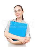 business woman with a blue folder