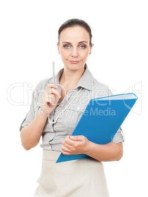 business woman with a blue folder