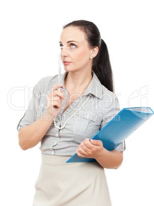 business woman with a blue folder