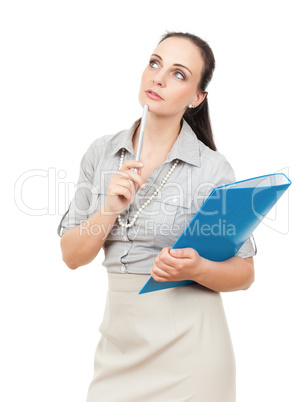 business woman with a blue folder