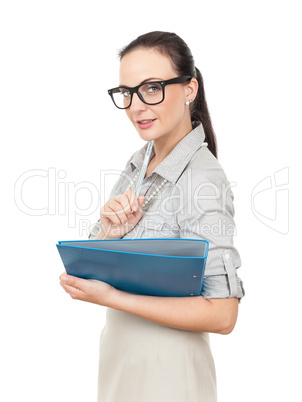 business woman with a blue folder