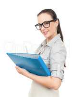 business woman with a blue folder