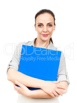 business woman with a blue folder