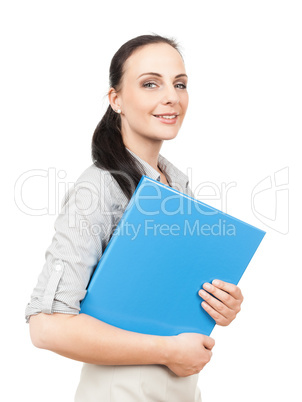 business woman with a blue folder