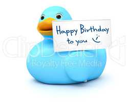 Blue Ducky with happy birthday sign