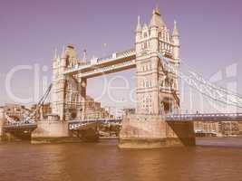 Retro looking Tower Bridge in London