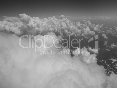 Black and white Clouds on Alps