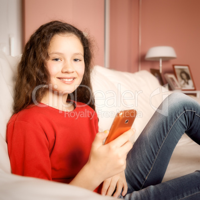 young girl mobile phone