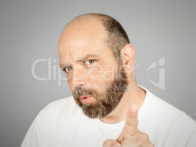 bearded man pointing