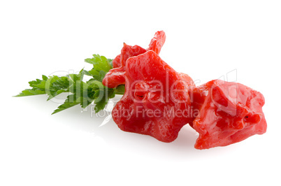 Red peppers closeup