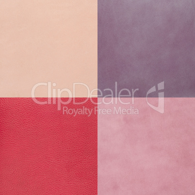 Set of pink leather samples