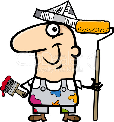 painting worker cartoon illustration