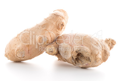 Ginger root on white