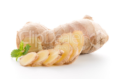 Ginger root on white