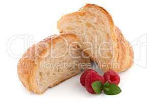 Croissant and raspberries