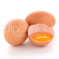 Raw eggs isolated on white