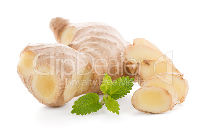 Ginger root on white