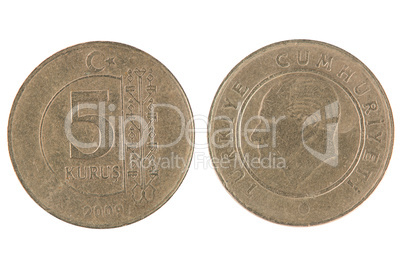 5 turkish kurus coin