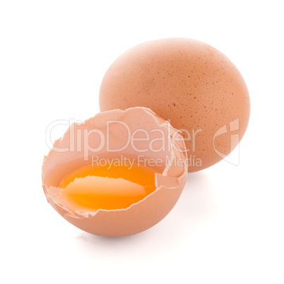 Raw eggs isolated on white