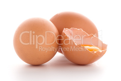 Raw eggs isolated on white