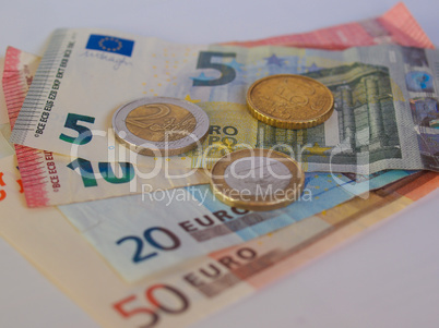 Euro coins and notes