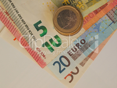 Euro coins and notes