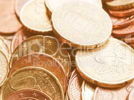 Euro coins background vintage