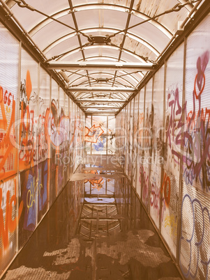 Bridge with graffiti vintage