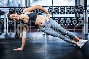Fit woman doing fitness exercises