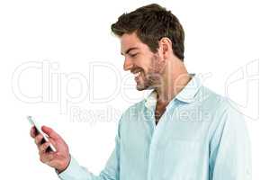 Handsome man using smartphone