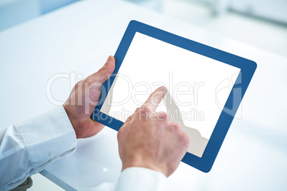 Man hand using tablet