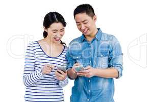 Couple using smartphone