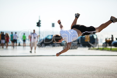 Urban acrobatics with somersault