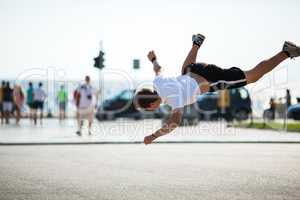 Urban acrobatics with somersault