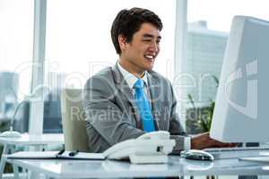 Businessman looking at computer