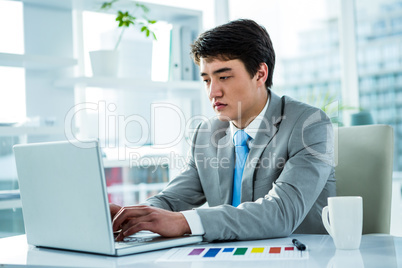 Asian businessman working in his computer