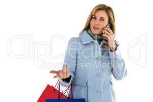 Woman being focused on her phone call