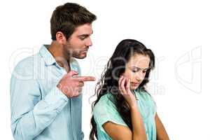 Frustrated couple arguing