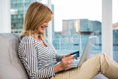 Woman paying on internet