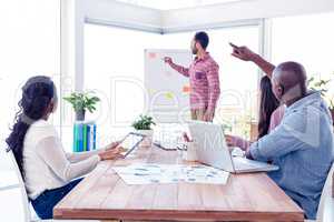 Businessman giving presentation to colleagues