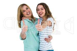 Happy mother and daughter smiling