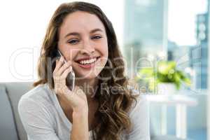 Happy woman calling