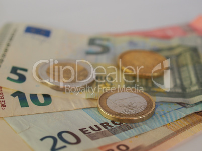 Euro coins and notes